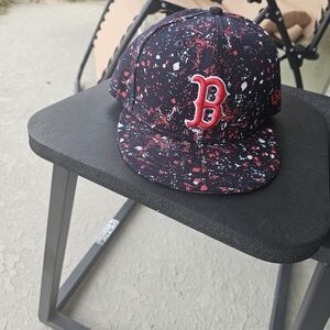 Adjustable Hat - Rare MLB New Era Hat - Paint Splatter Boston Redsox